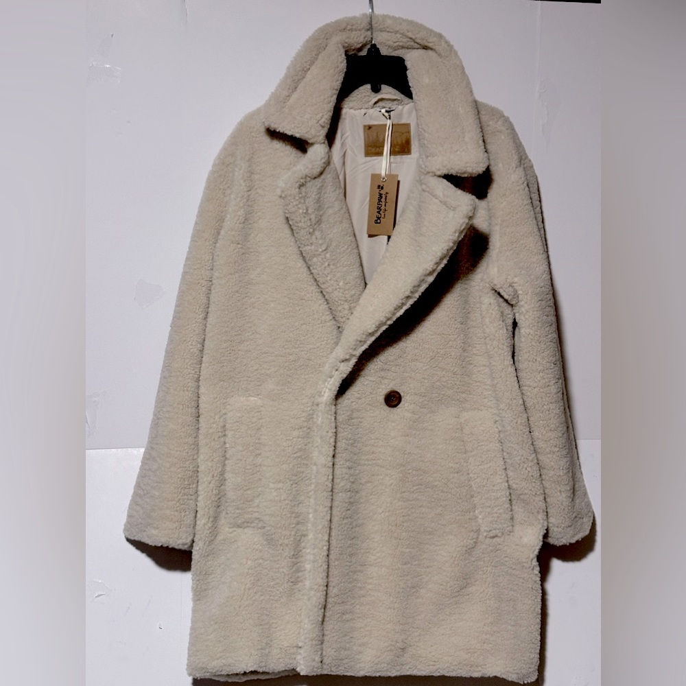 BearPaw Women’s Teddy Sherpa Cream Coat Size L - Retail Price $179